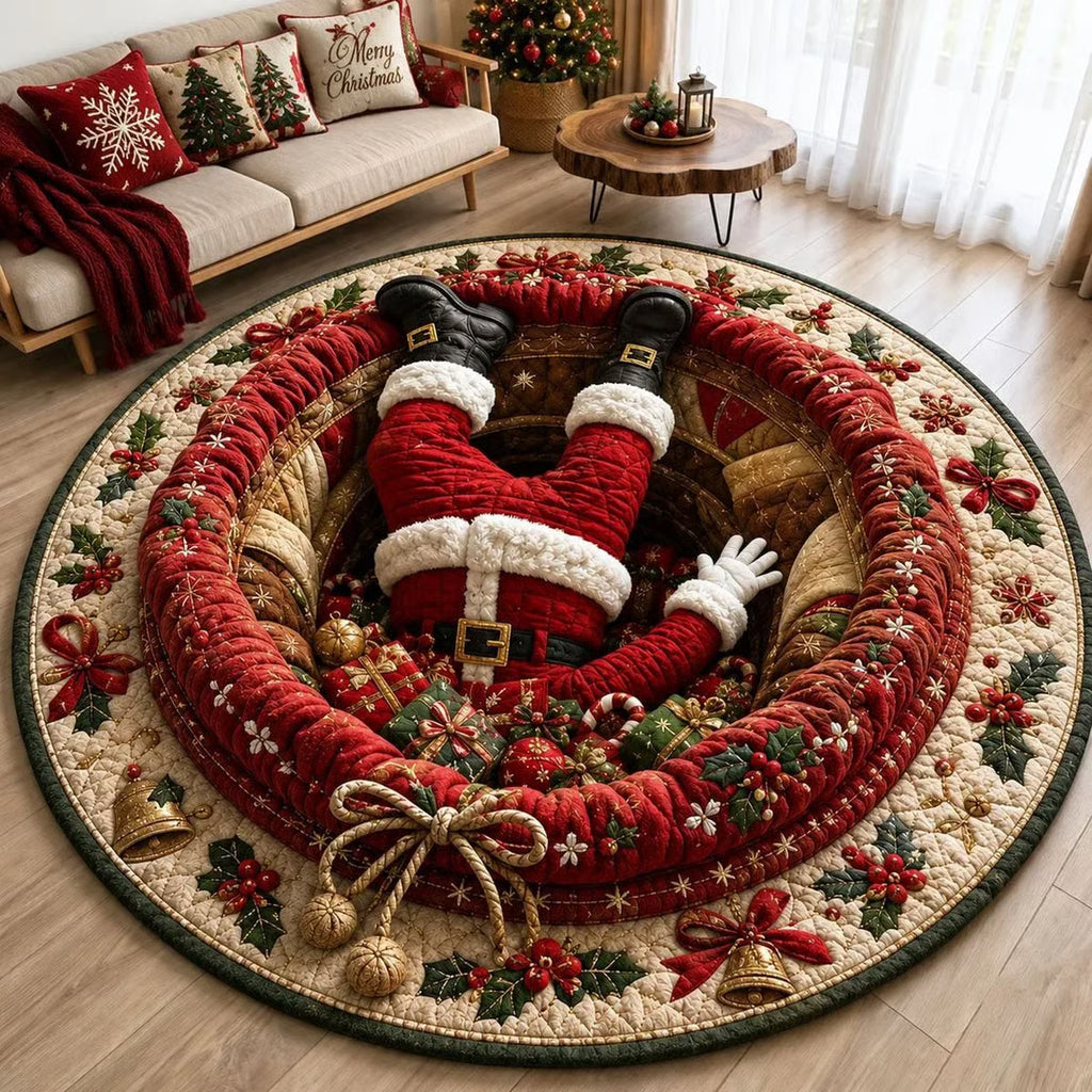 Merry Mirage Christmas Rug | 3D Swirl Quilted Velvet 10