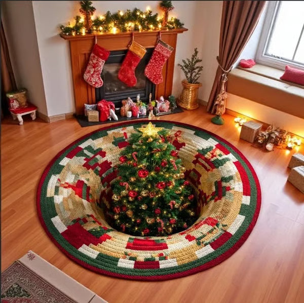 Merry Mirage Christmas Rug | 3D Swirl Quilted Velvet 12