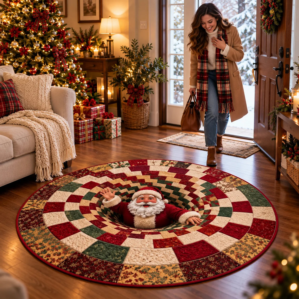 Merry Mirage Christmas Rug | 3D Swirl Quilted Velvet 3