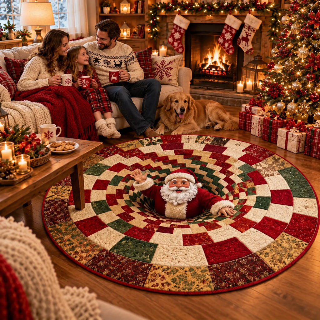 Merry Mirage Christmas Rug | 3D Swirl Quilted Velvet 6