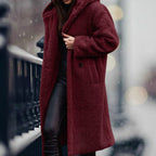 Phoebe | Long Teddy Coat with Hood and Lapels