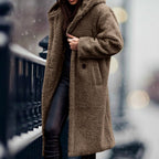 Phoebe | Long Teddy Coat with Hood and Lapels