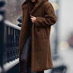 Phoebe | Long Teddy Coat with Hood and Lapels