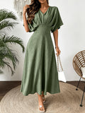 Ines | Midi Dress with V-Neck and Batwing Sleeves