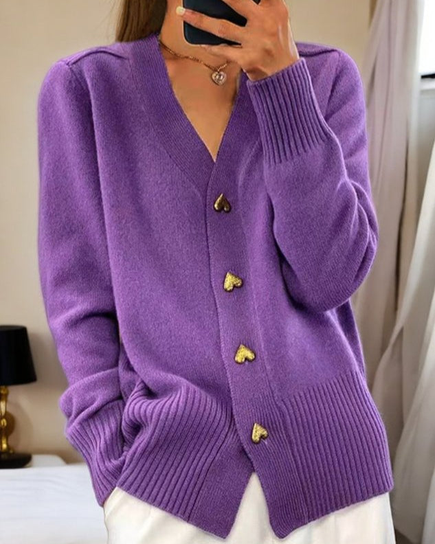 Mira | Knit Cardigan with Heart-Shaped Buttons