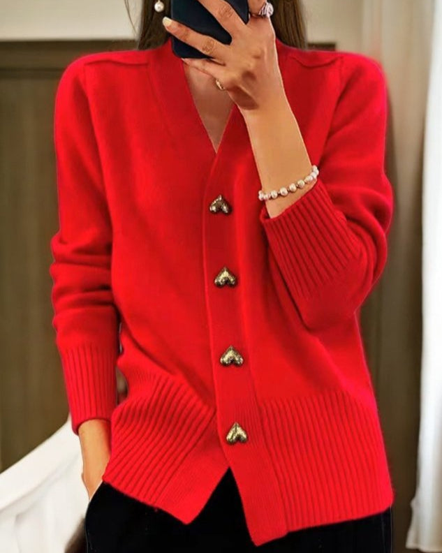 Mira | Knit Cardigan with Heart-Shaped Buttons