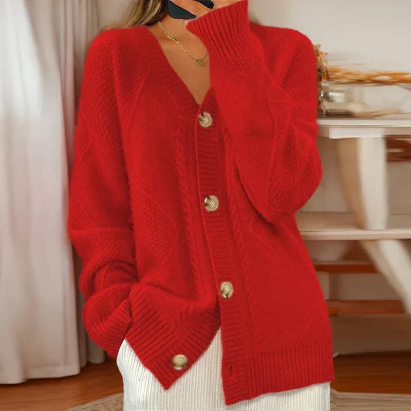 Mira | Oversized Cable-Knit Button-Front Cardigan