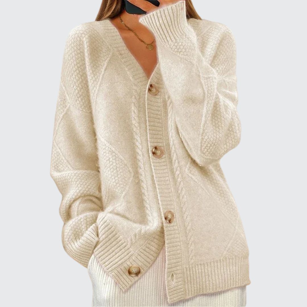 Mira | Oversized Cable-Knit Button-Front Cardigan