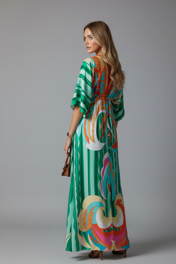 Mira | Batwing Sleeve V-Neck Maxi Dress