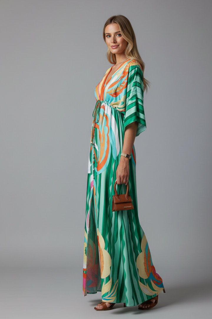 Mira | Batwing Sleeve V-Neck Maxi Dress