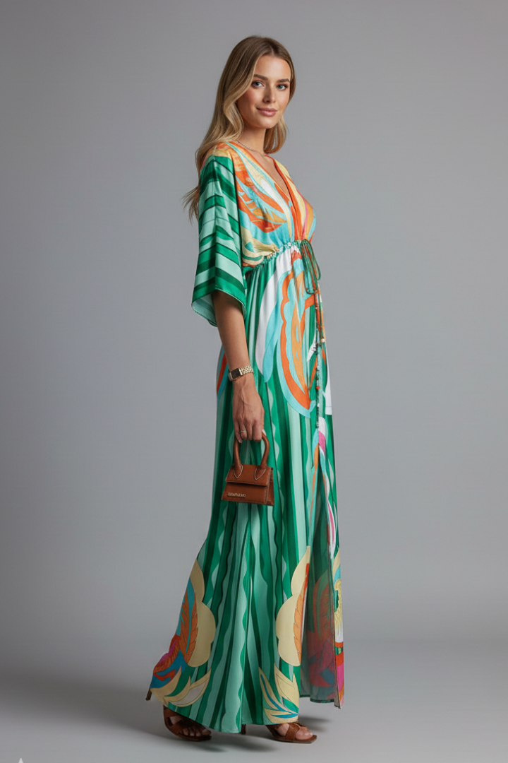 Mira | Batwing Sleeve V-Neck Maxi Dress
