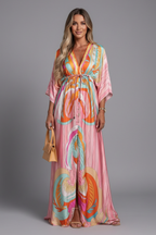 Mira | Batwing Sleeve V-Neck Maxi Dress