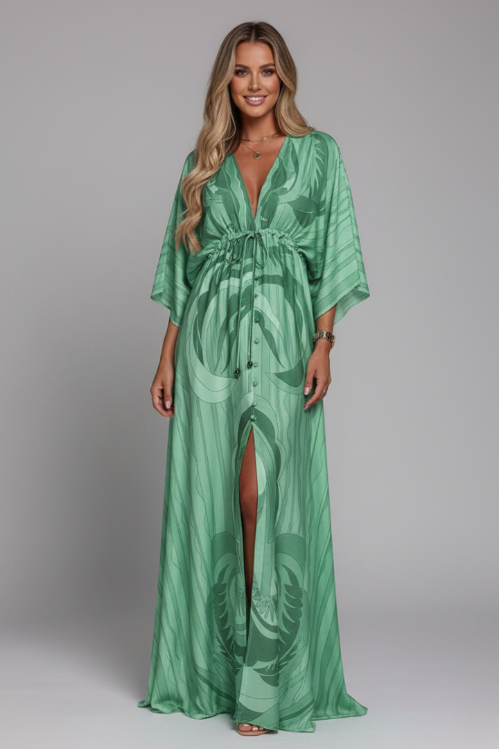 Mira | Batwing Sleeve V-Neck Maxi Dress