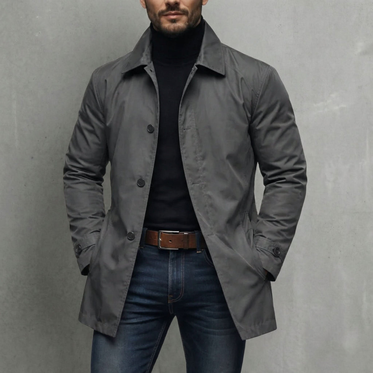 Axel | Button-Front Coat with Shirt Collar