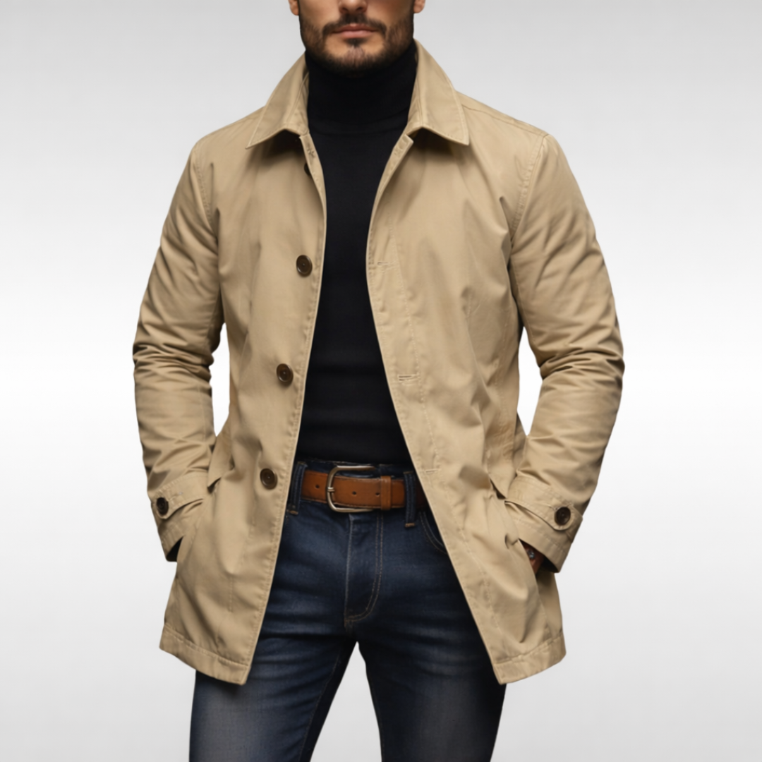 Axel | Button-Front Coat with Shirt Collar