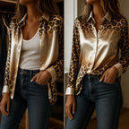 Oriana Muse Shirt | Ombré Leopard-Print Satin 5