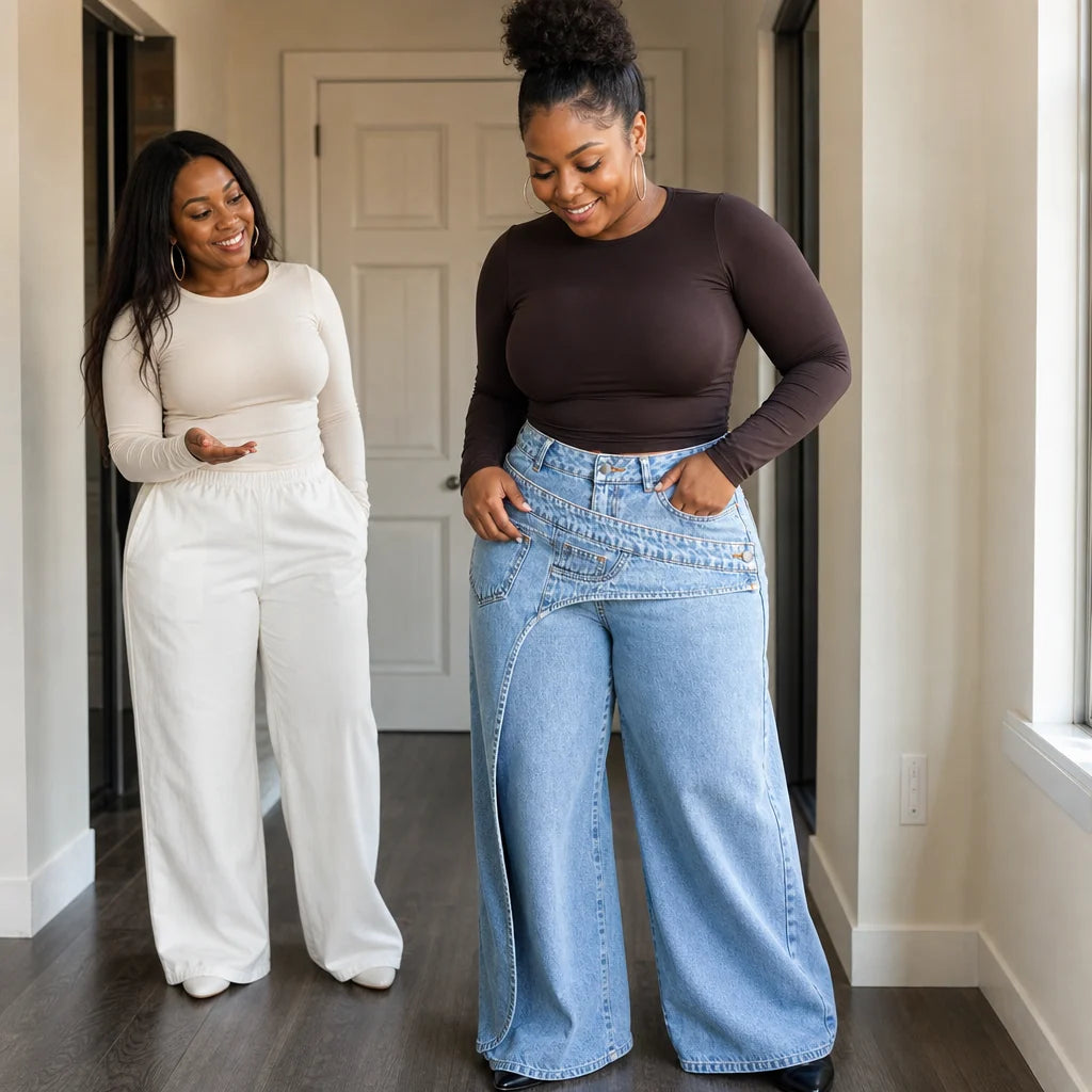 Isabelle | Wide-Leg Jeans with Asymmetric Overlap Waist