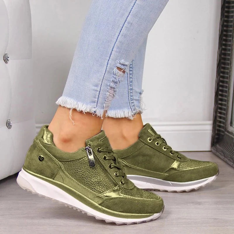 Melanie | Wedge Sneakers with Zipper and Studs