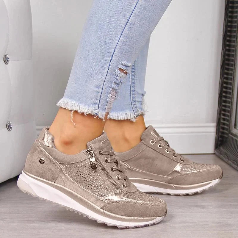 Melanie | Wedge Sneakers with Zipper and Studs