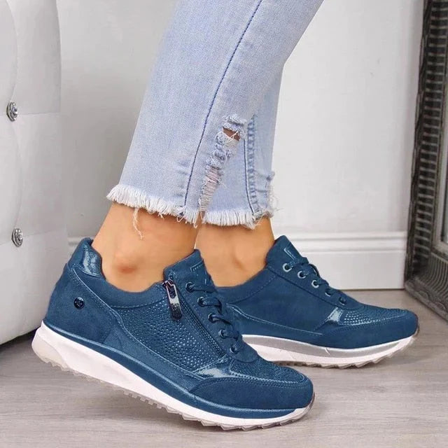 Melanie | Wedge Sneakers with Zipper and Studs