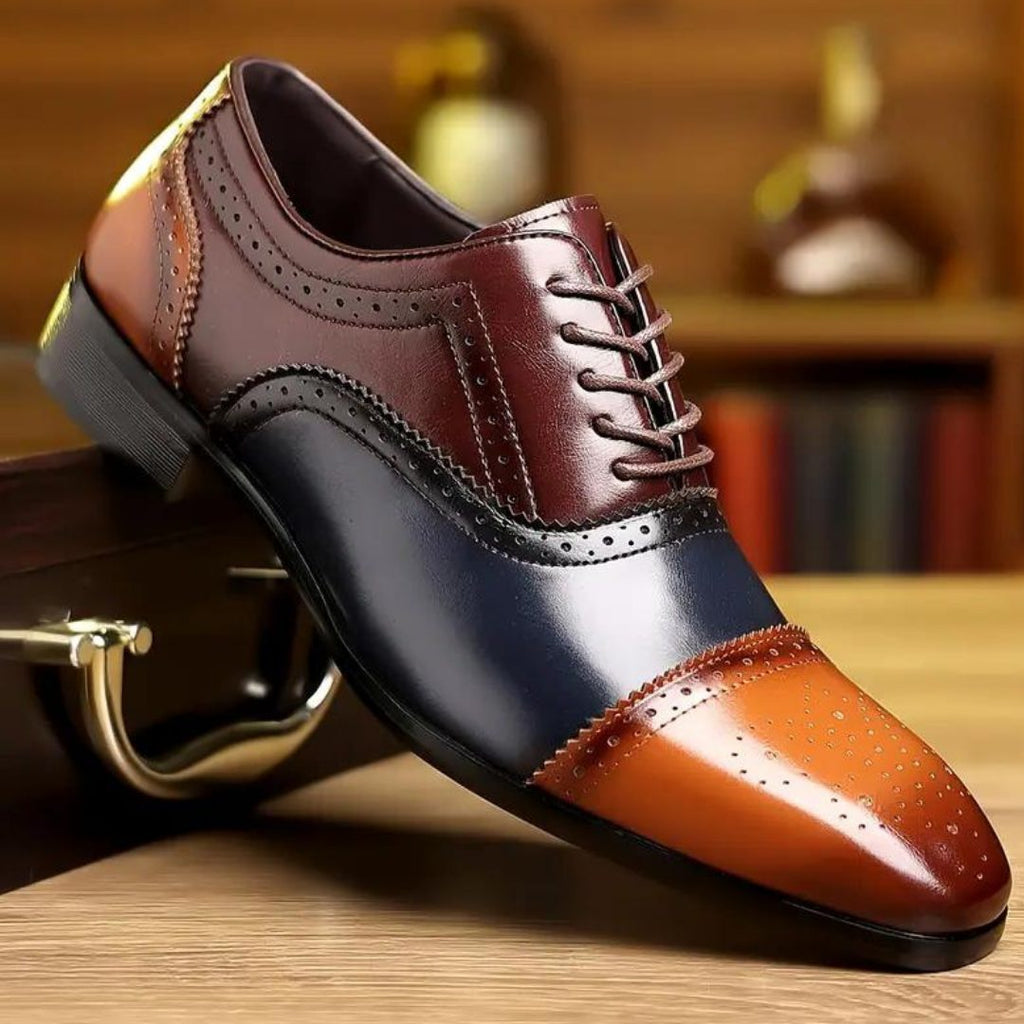 Brendan | Brogue Lace-Up Shoes with Low Block Heel