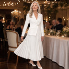 Allison | Pleated Midi Dress with Blazer Bodice