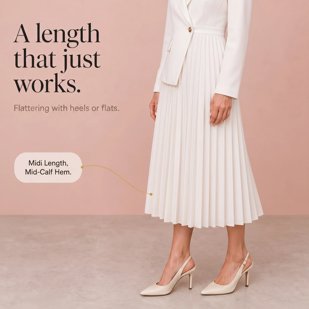 Allison | Pleated Midi Dress with Blazer Bodice