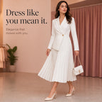 Allison | Pleated Midi Dress with Blazer Bodice