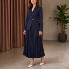 Allison | Pleated Midi Dress with Blazer Bodice