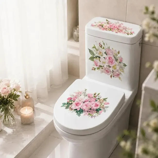 Pearlflora Floral Toilet Decal Set | Layered PVC, 3-Piece 11