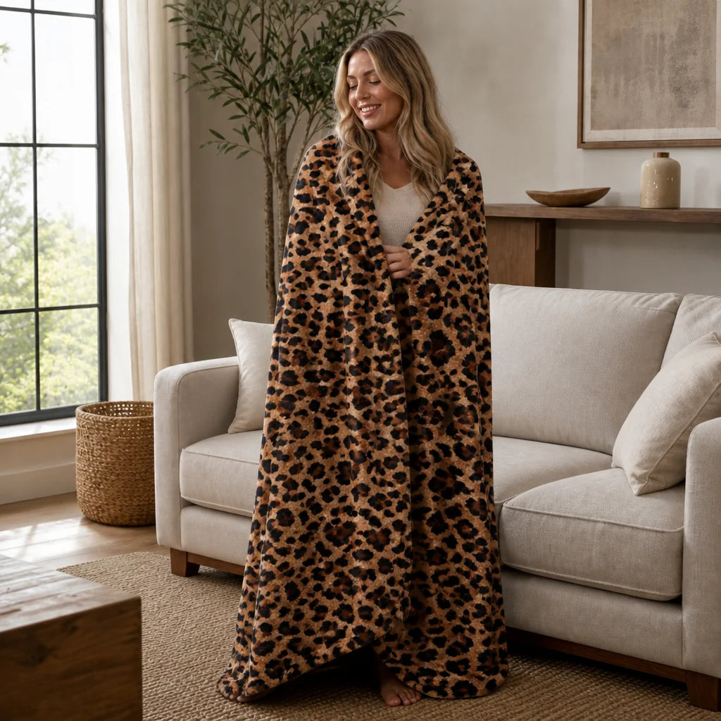 Purrfecto Throw Blanket | Lightweight Polyester Leopard Print 15