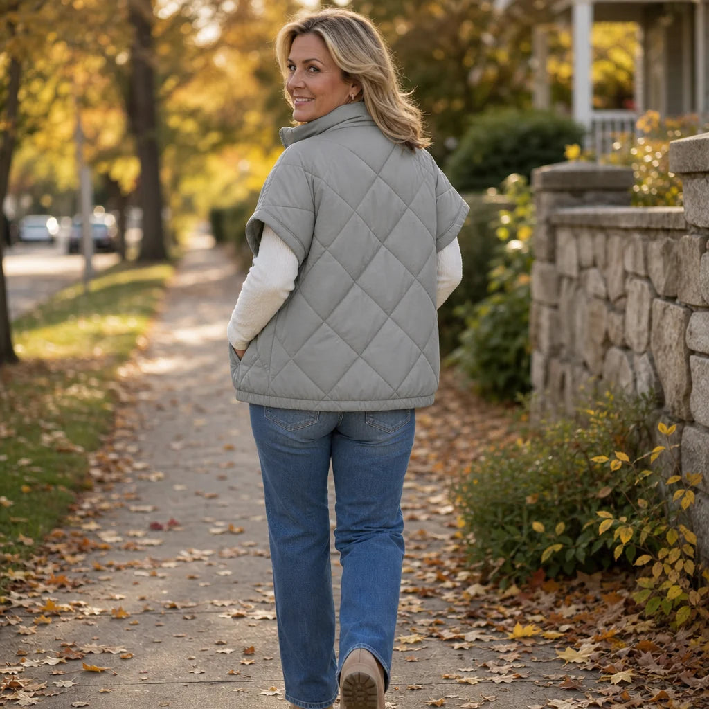 Callie | Diamond-Quilted Vest with Side Pockets