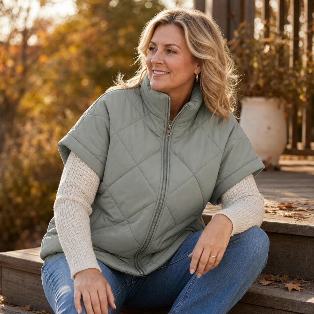 Callie | Diamond-Quilted Vest with Side Pockets