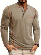 Logan | Long-Sleeve Henley with Chest Pocket