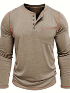 Logan | Long-Sleeve Henley with Chest Pocket