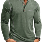 Logan | Long-Sleeve Henley with Chest Pocket