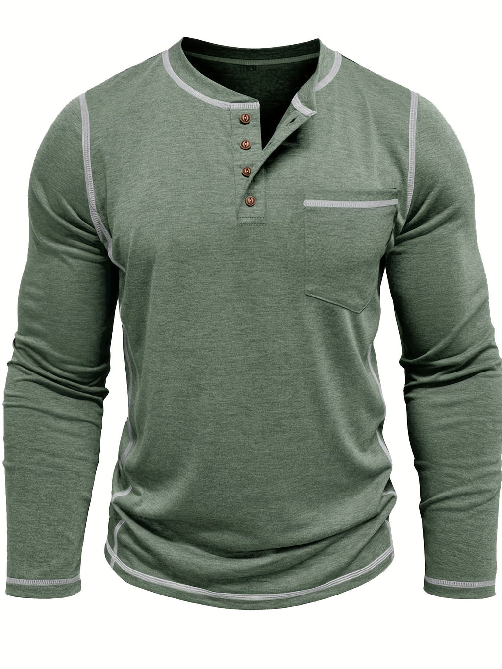 Logan | Long-Sleeve Henley with Chest Pocket