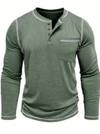 Logan | Long-Sleeve Henley with Chest Pocket