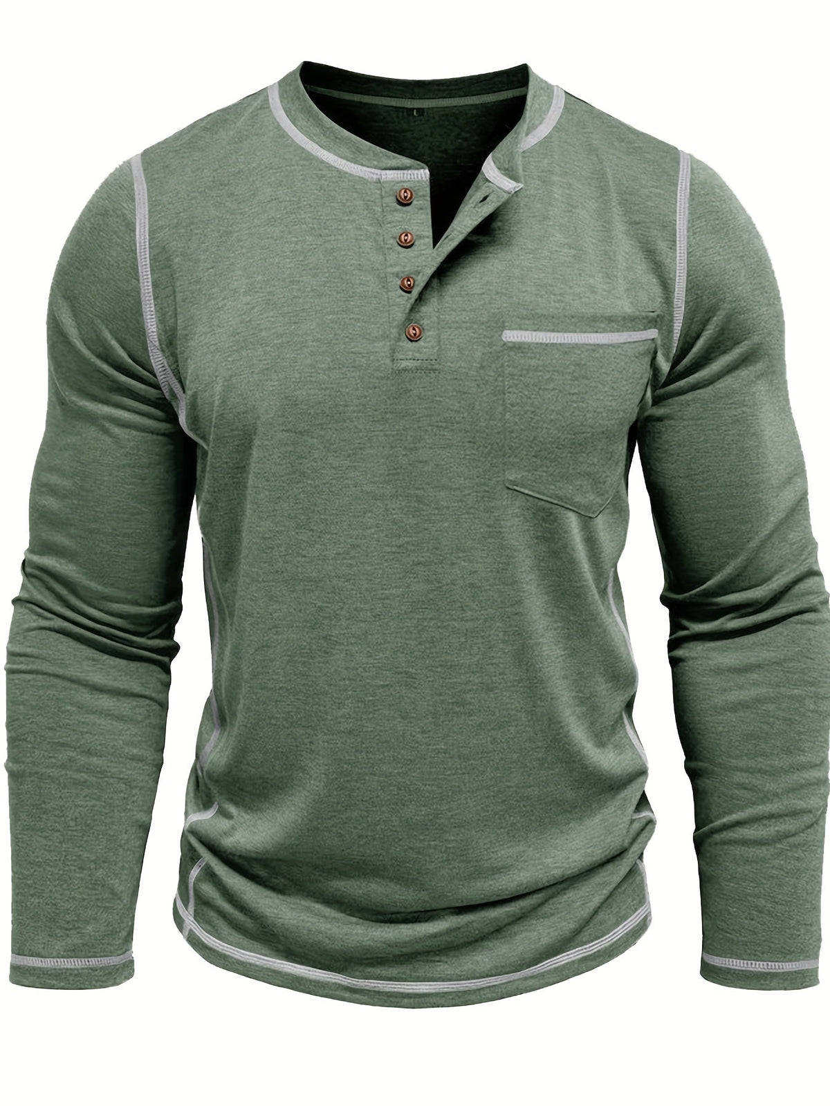Logan | Long-Sleeve Henley with Chest Pocket