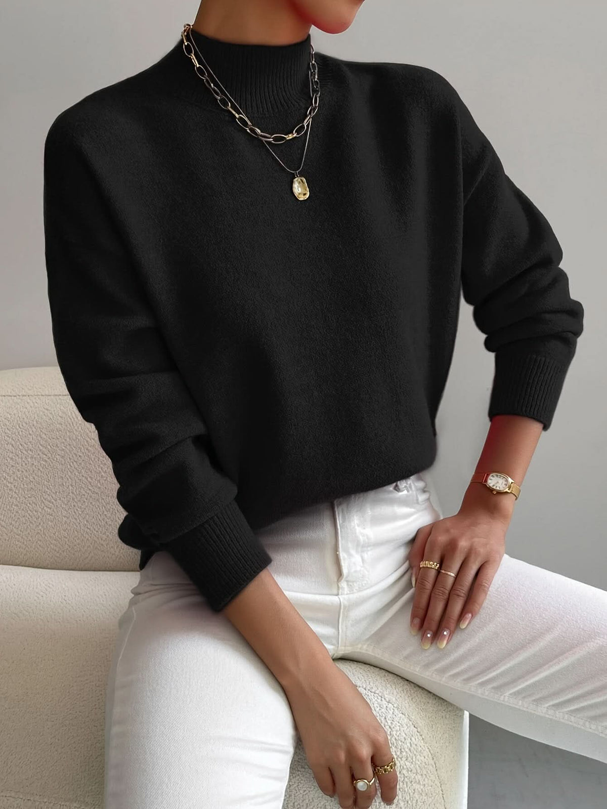 Brinley | Turtleneck Sweater with Dropped Shoulders