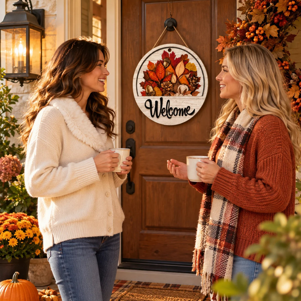 Sable Round Welcome Sign | Magnetic Seasonal Icons for Front Door 3