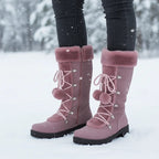 Victoria | Knee-High Faux-Fur Cuff Boots with Pom-Poms