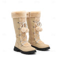 Victoria | Knee-High Faux-Fur Cuff Boots with Pom-Poms