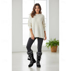 Victoria | Knee-High Faux-Fur Cuff Boots with Pom-Poms