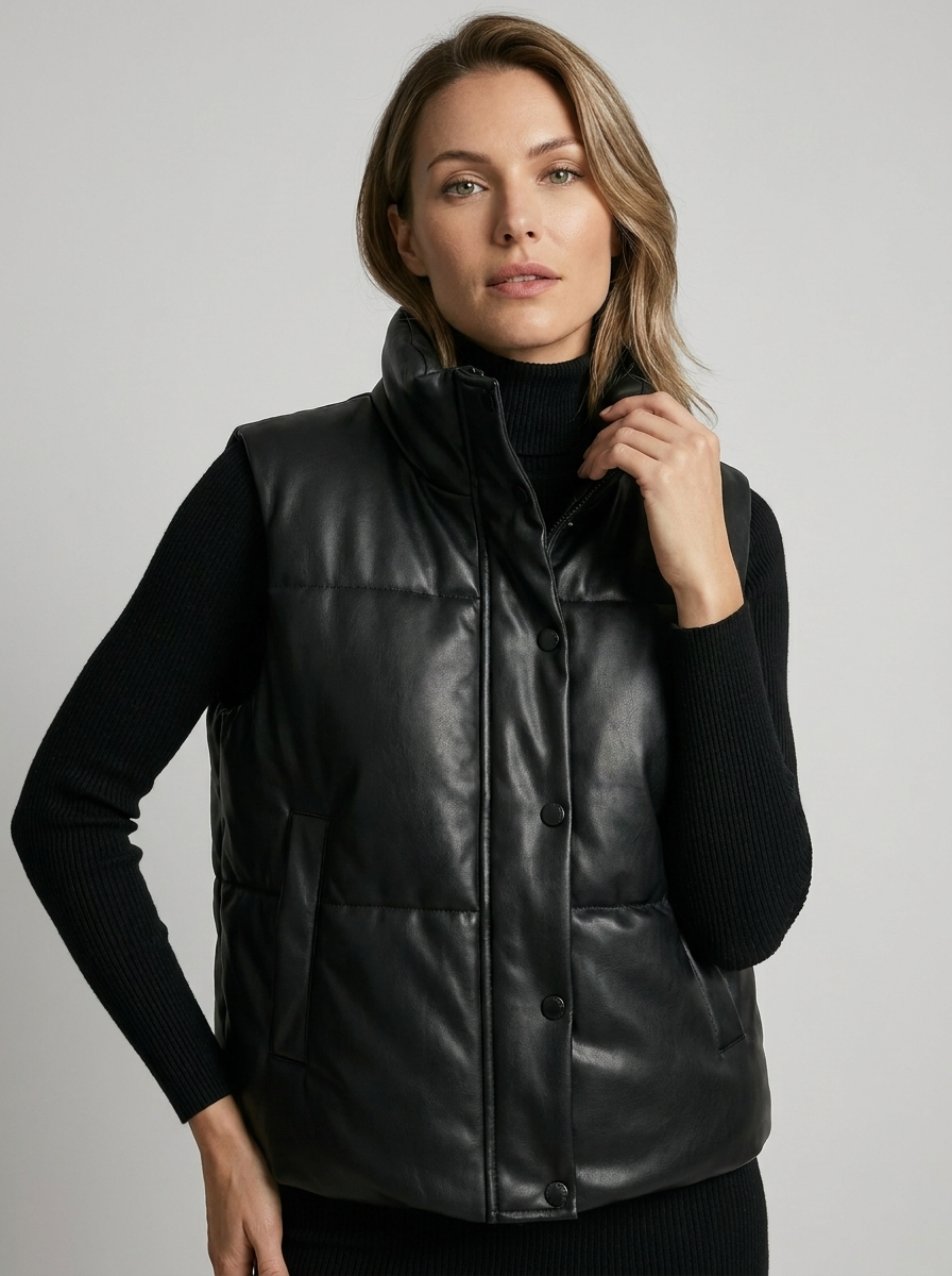Mercy | Quilted Vest with Stand Collar and Side Pockets
