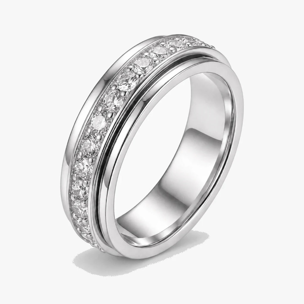 Aurora | Spinner Ring with Clear Stones