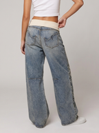 Michaela | Washed Wide-Leg Pants with Ribbed Waist