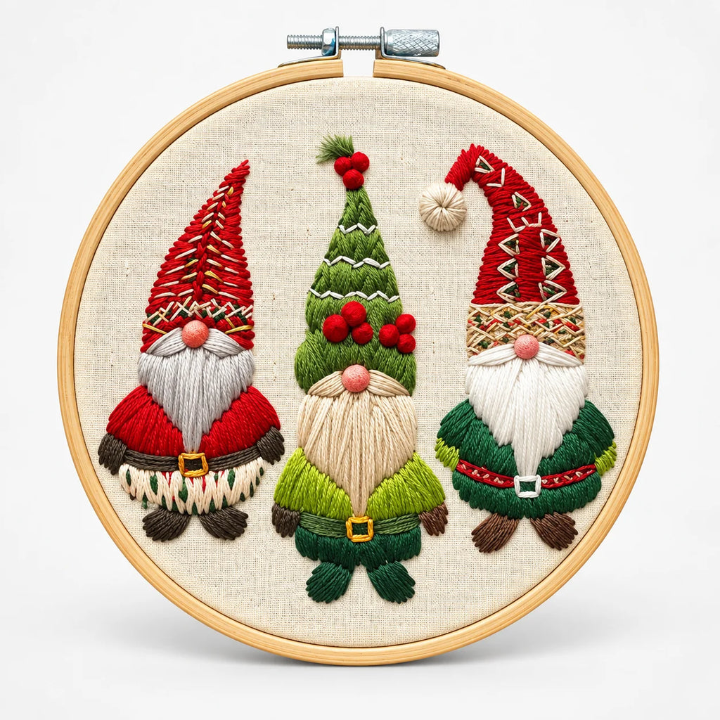 Snowglow Embroidery Kit | Pre-Printed Snowy Village Design, 6-Inch Bamboo Hoop 0