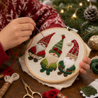 Snowglow Embroidery Kit | Pre-Printed Snowy Village Design, 6-Inch Bamboo Hoop 1