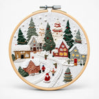 Snowglow Embroidery Kit | Pre-Printed Snowy Village Design, 6-Inch Bamboo Hoop 10
